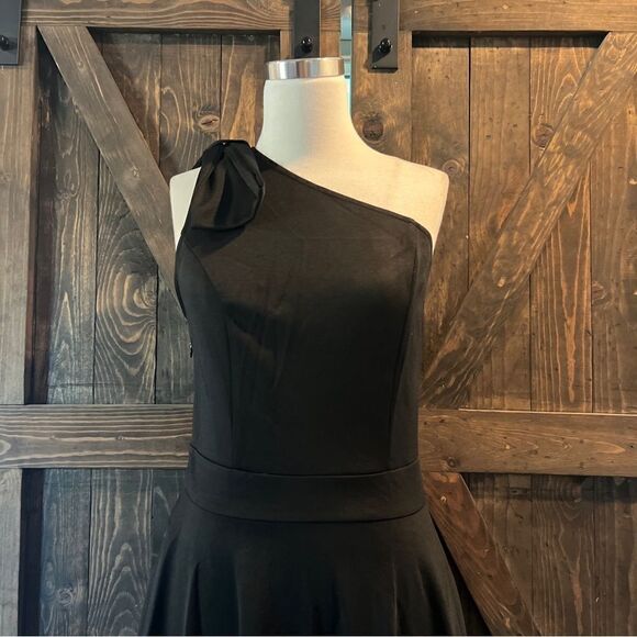 JASAMBAC  Bow One Shoulder Dress with Pockets A-line Cocktail Party Dress Sz-Med - Picture 7 of 16
